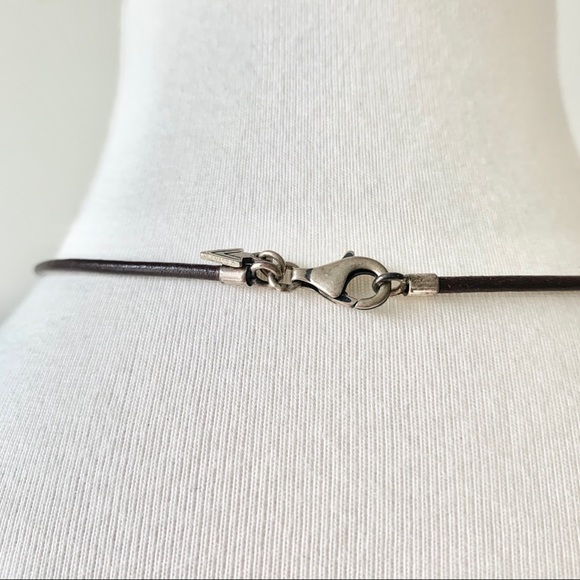 Cord Silver Circle Dangly Necklace - Picture 6 of 7